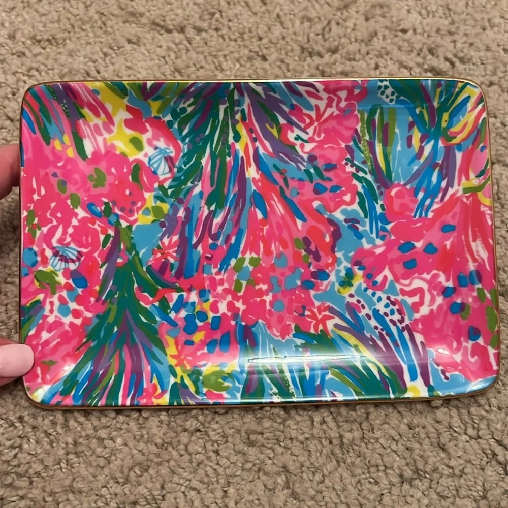 Lilly Pulitzer TRINKET TRAY Porcelain Jewelry (Fan Sea Pants)